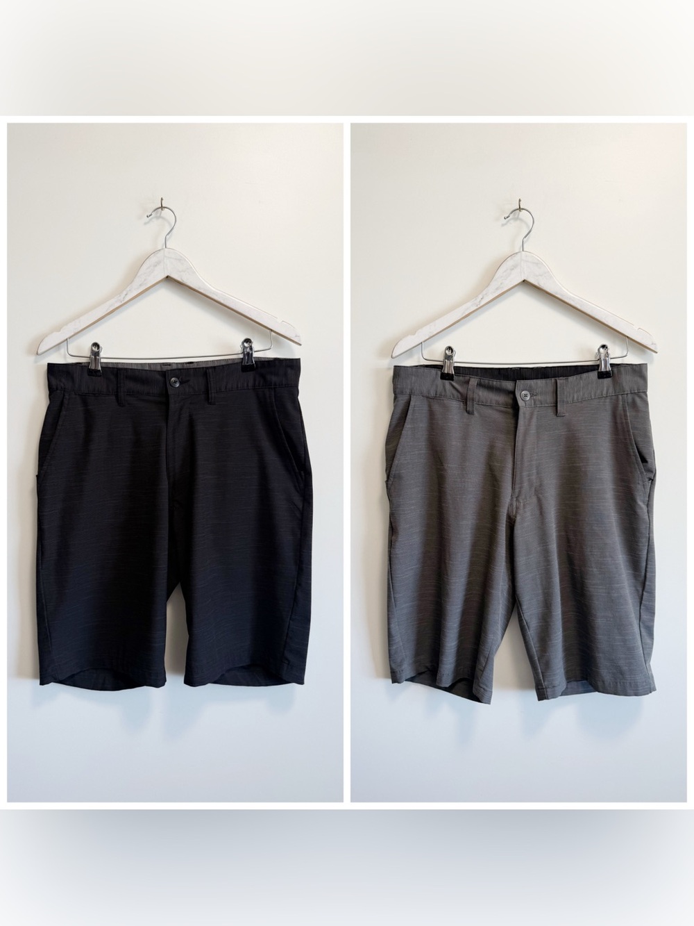 Lot of 2 BURNSIDE Men’s 32 Gray Black Hybrid Shorts